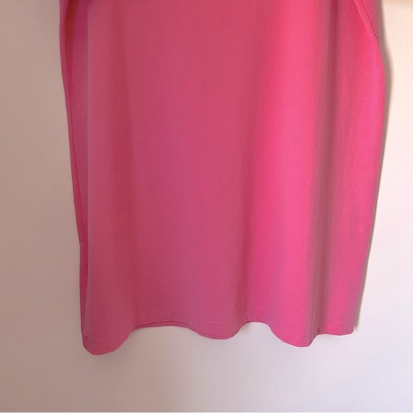 POMANDER PLACE Pink Stella Dress Mini Jersey Knit Puff Shoulders Cotton Preppy - Picture 11 of 12